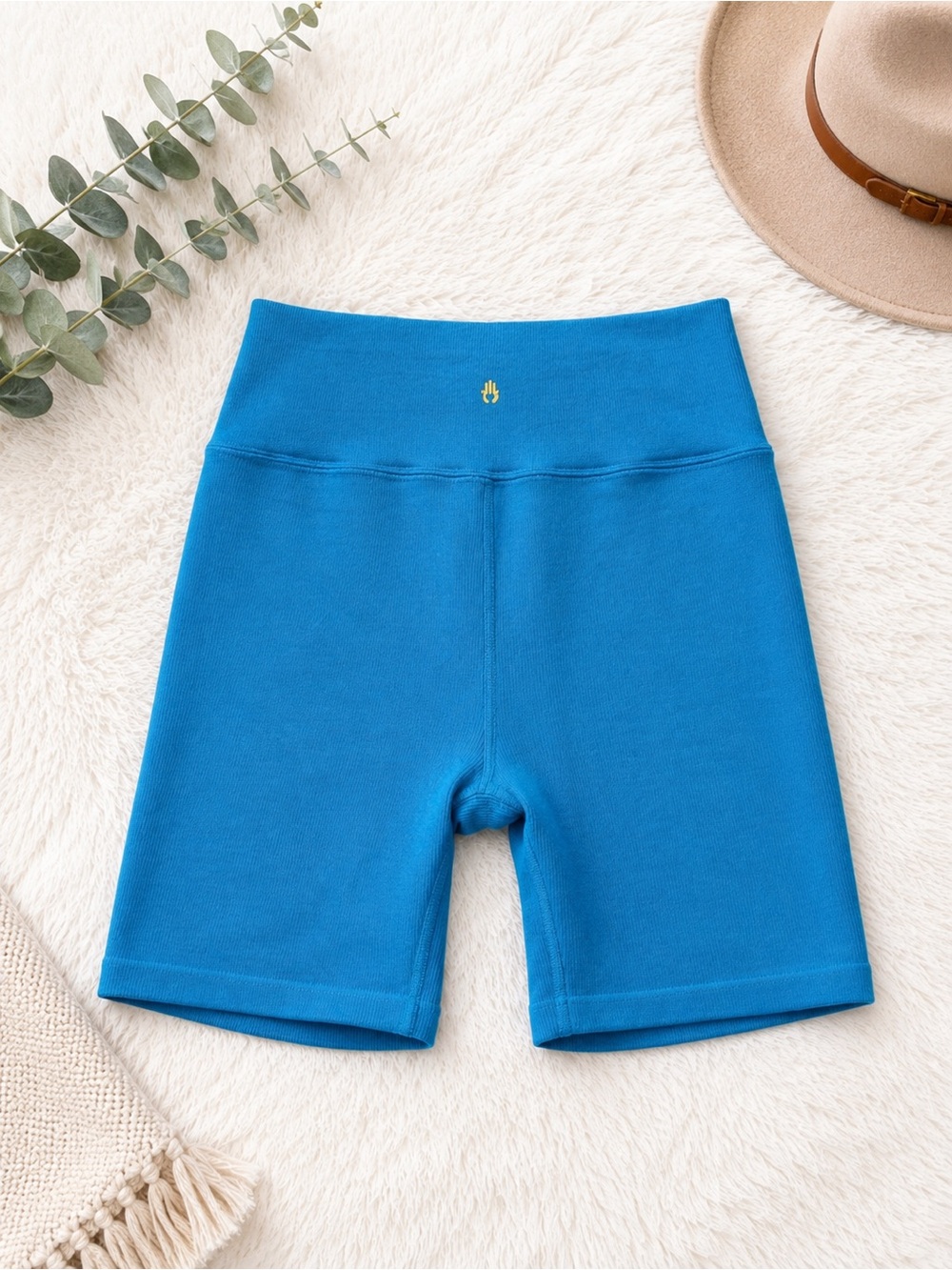 Spiritual Gangster Biker‎ Shorts High Rise Seamless Teal Blue Size M/L